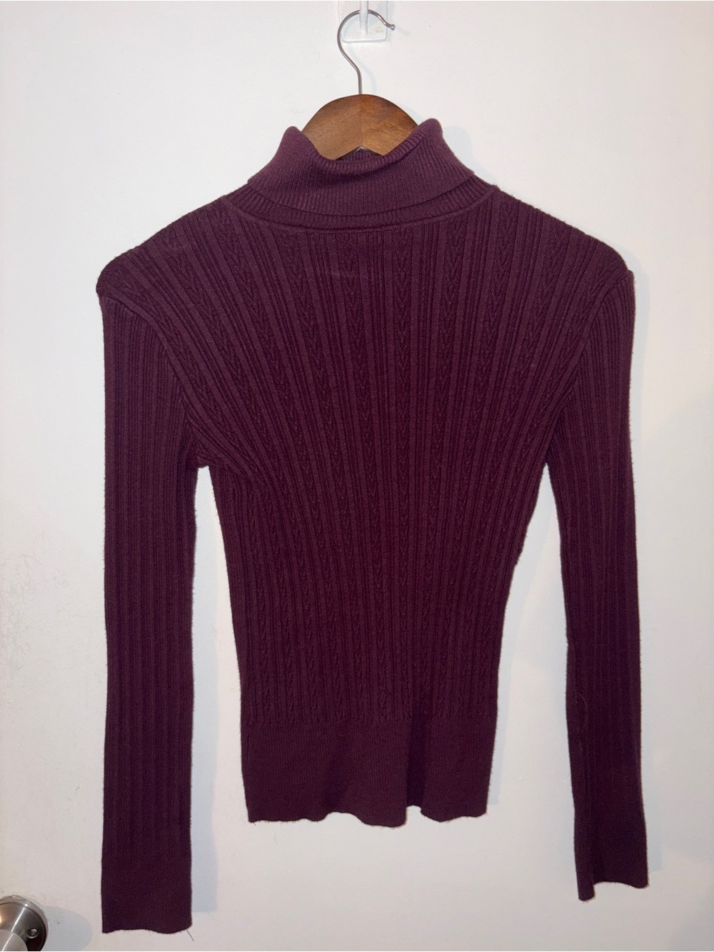 Ribbed Turtleneck Sweater - Deep Burgundy